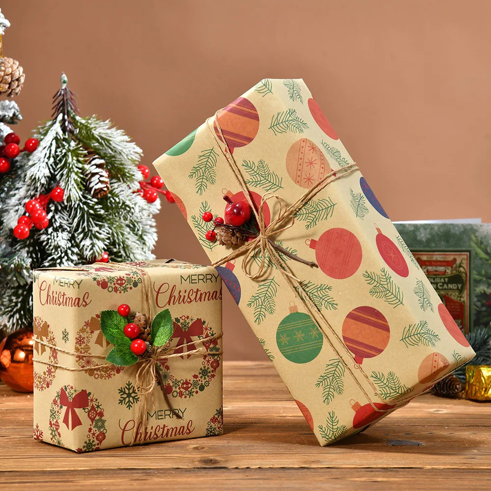 1roll Gift Wrapping Paper ChristmasTree Santa ClausWrapping Paper Birthday Gift Wrapping Paper Christmas Wrapping Paper Handmade Oasis Select