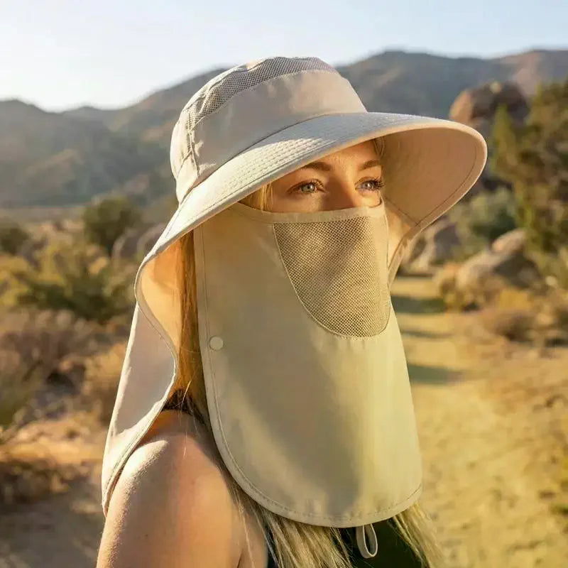Women's UV Protective Wide Brim Sun Hat With Shawl Neck Protection Breathable Summer Outdoor Sports Fishing Hat Oasis Select