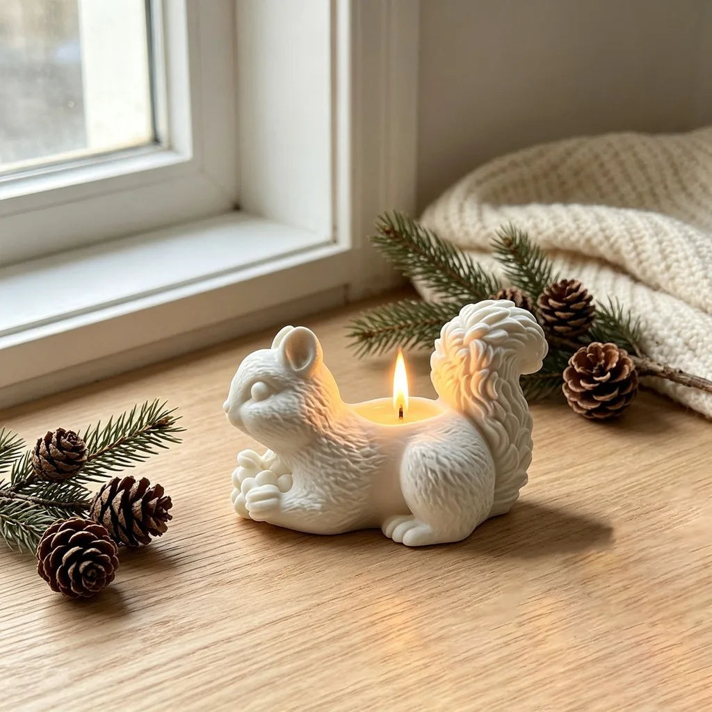 3d Squirrel Candle Holder Candle Holder Silicone Mold Animal Shaped Candle Base Minimalist Resin Plaster Casting Mold Oasis Select