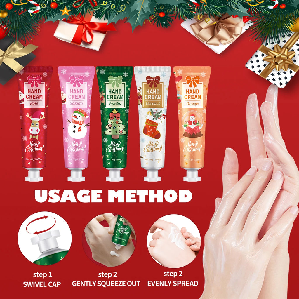 Christmas gift 5/box hand cream set, cream texture, hand cream travel pack, durable moisturizer-30g/piece gift for women Oasis Select
