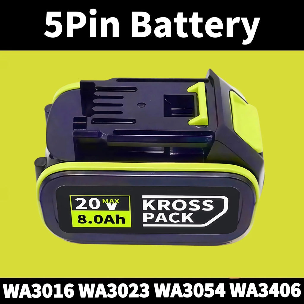 20v 6.0Ah/8.0Ah Li-ion Battery for Worx WA3553/WA3551 20V Cordless Power Tool Battery WA3572 WX390 WX176 WX178 WU268 with LED Oasis Select A -8.0Ah 1pcs