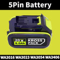 20v 6.0Ah/8.0Ah Li-ion Battery for Worx WA3553/WA3551 20V Cordless Power Tool Battery WA3572 WX390 WX176 WX178 WU268 with LED Oasis Select A -8.0Ah 1pcs