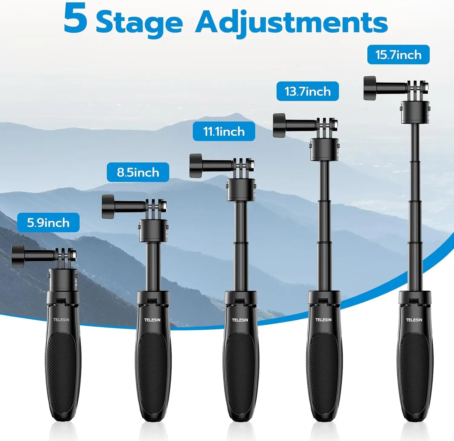 TELESIN Mini Selfie Stick Tripod for DJI Action 6/5 Pro/4/3