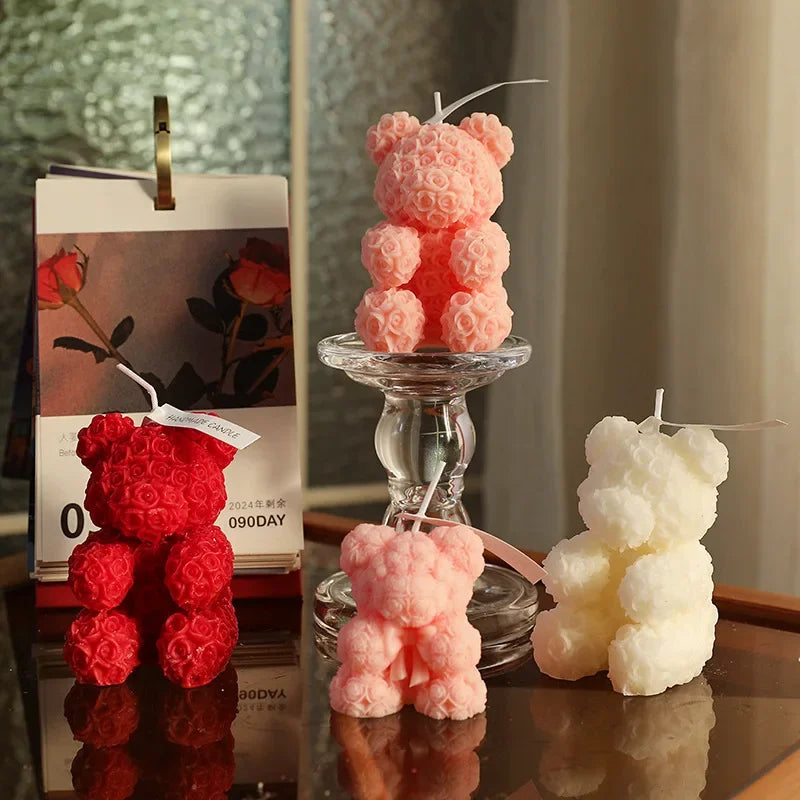 Hand Gift Creative Rose Bear Home Decoration Fragrance Advanced Atmosphere Birthday Gift Scented Candle Oasis Select