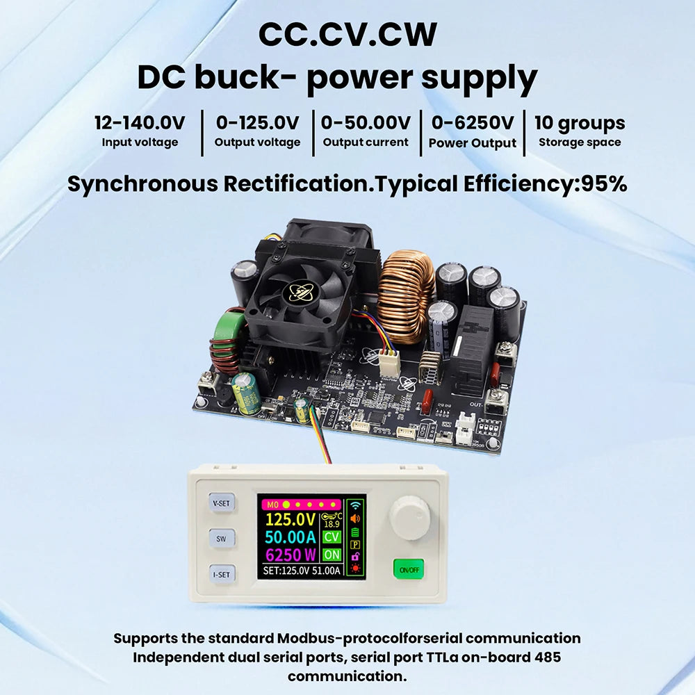 XY12550S Digital DC Adjustable Step-Down Power Supply Constant Voltage Constant Current Module 50A/6250W Input Voltage DC12-140V Oasis Select