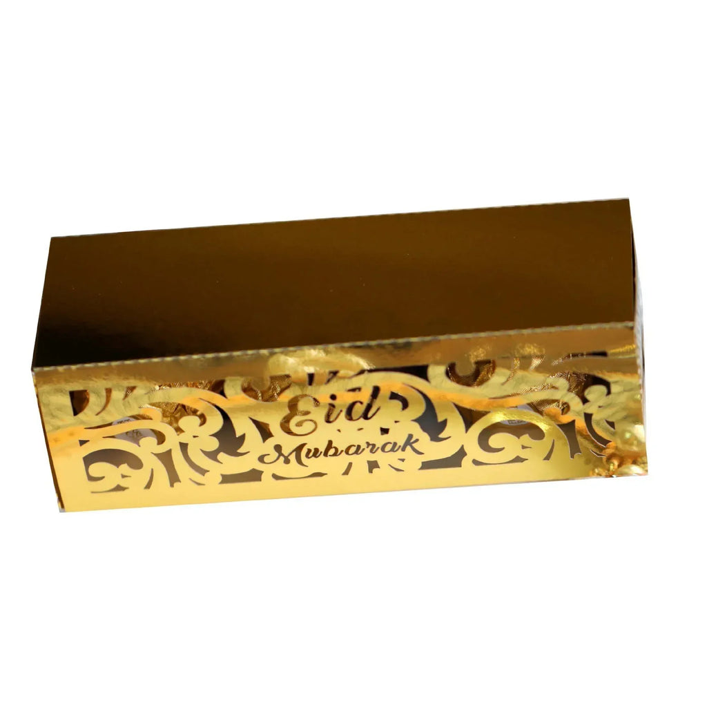10Pcs EID Mubarak Candy Box Ramadan Kareem Candy Cookie Packing Box Muslim Islamic Festival Party Decoration Supplies Oasis Select Reflective Gold 10pcs 12x4x4cm