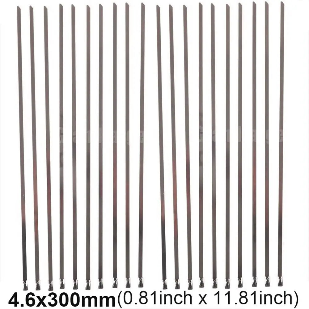 Silver Heavy Duty 304 Stainless Steel Cable Ties Tight Self-Locking Cable Zip Tie 4.6mm Exhaust Wrap Locking Ties Multi-Purpose Oasis Select 4.6x300mm
