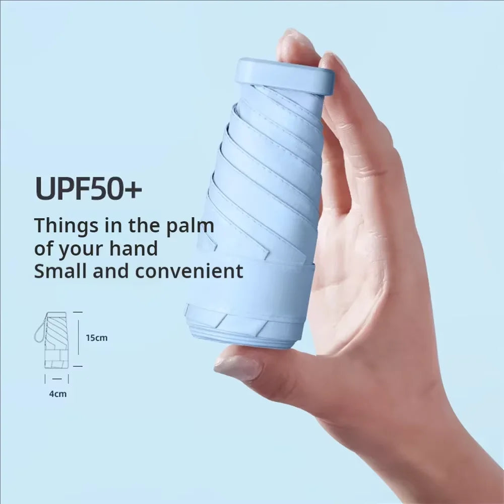 Mini Umbrella Capsule Umbrella Sunny and Rainy Dualuse Rainproof Sun Protection Outdoor Traveling Portable Parasol Umbrella Oasis Select