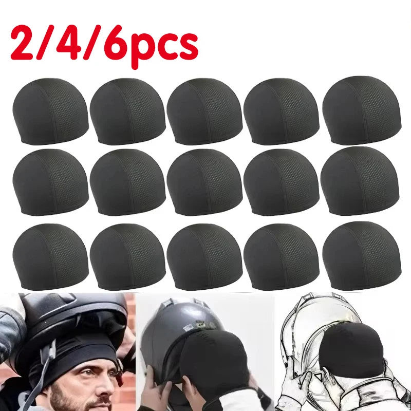 2/4/6pcs Motorcycle Helmet Inner Cap Hat Quick Dry Breathable Hat Racing Cap Under Helmet Beanie Cap Motocross Motor Helmet Hat Oasis Select