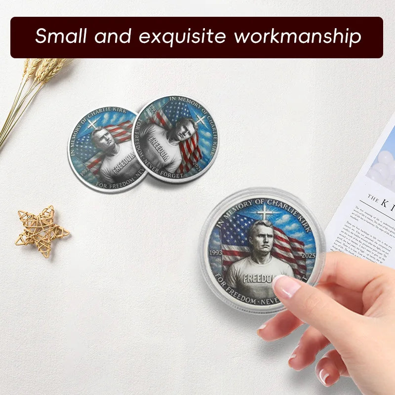 1Pcs Charlie Kirk Commemorative Coin Fan Collection Freedom Faith Gifts Metal Safety Material Portable Atmosphere Oasis Select