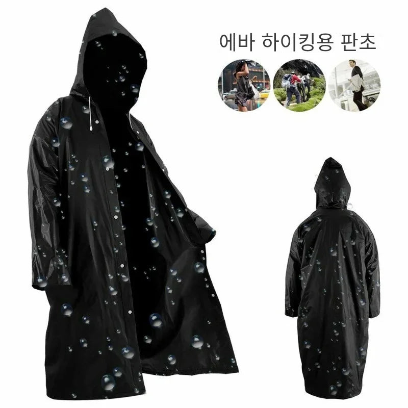 High Quality 1piece 145*68CM EVA Unisex Raincoat Thickened Raincoat Women Waterproof Men Black Camping Waterproof Rainwear Suit Oasis Select