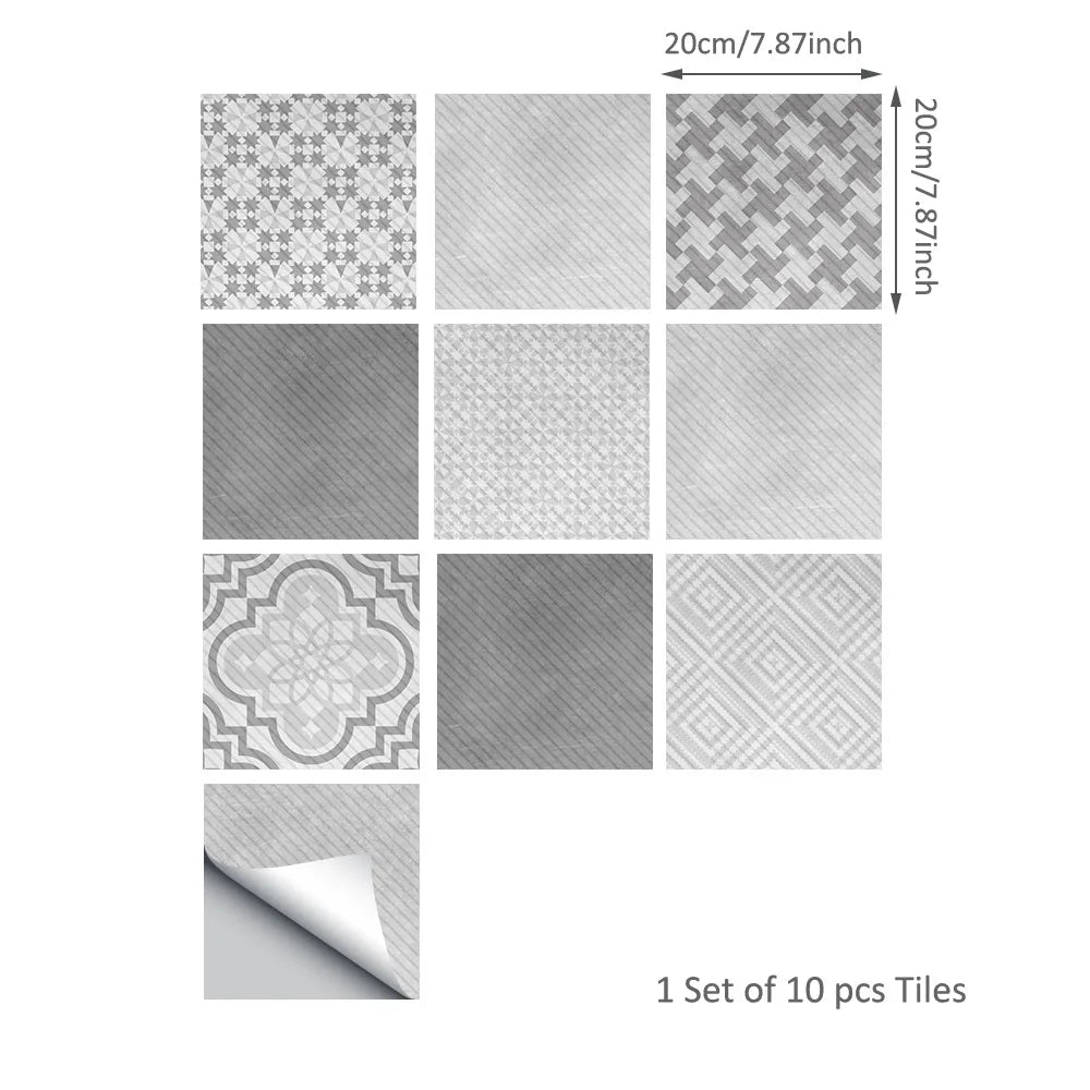 20*20cm Nordic Style Floor Tile Stickers Waterproof Anti-slip Wall Decals Home Decor for Bathroom Kitchen Oasis Select DB157 20 20CM 10PCS