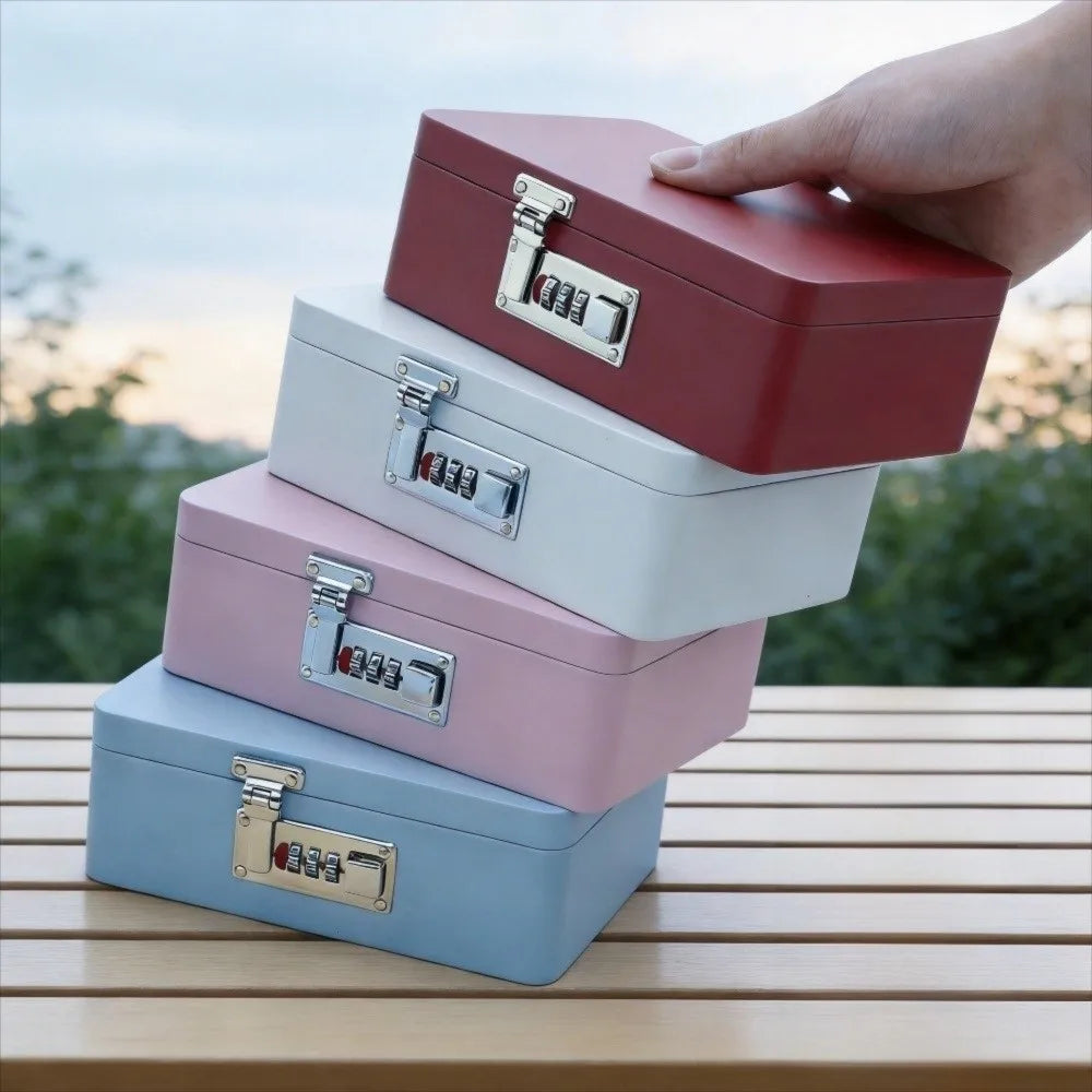 Metal Combination Lock Storage Box – Flip Top Key Safe