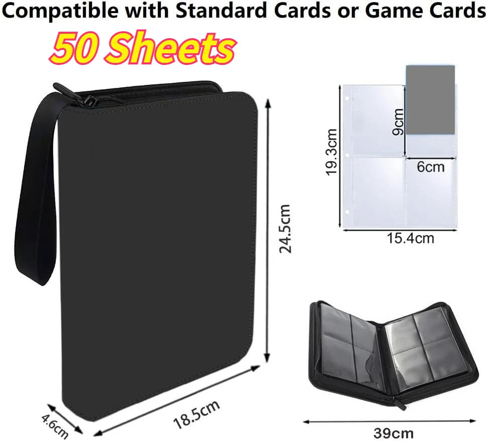 50 Sheets Trading Card Binder with Zipper – Compact PU Leather Album, Secure Top-Loading Pages for Trading, Sports & TCG Cards Oasis Select