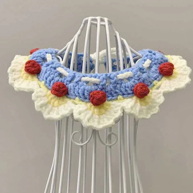 Cat Scarf Dog Bib Snow White Knitted Pet Accessories Collar Wool Collar Flower Bow Tie Dog Saliva Towel Oasis Select