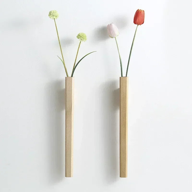 Wall Hanging Vase Home Wall Decoration Porch Living Room Bohemian Style Wooden Solid Wood Flower Oasis Select