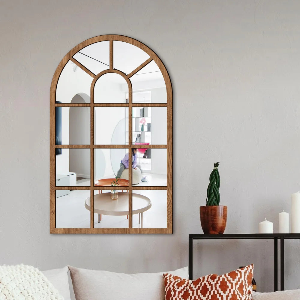 Wood and Acrylic Mirror Paste False Window Living Room Bedroom Study Decorative Wall Paste wall decor Oasis Select