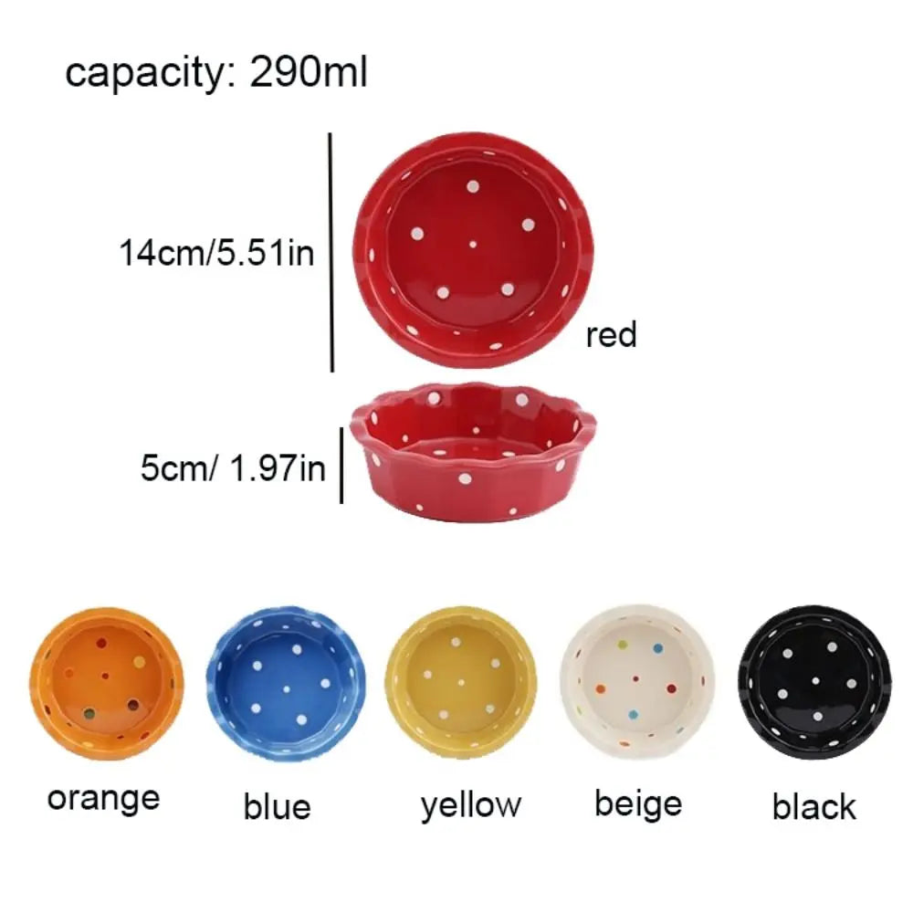 Anti-Tip Ceramic Cat & Dog Food Bowl | Wave Dot Feeder
