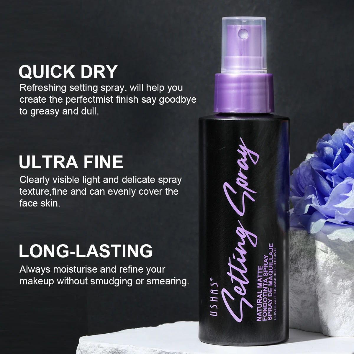 USHAS Waterproof Makeup Setting Spray – Matte & Oil Control