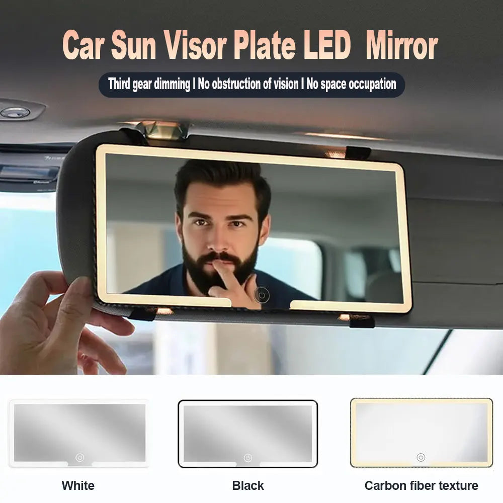 Car Sun Visor LED Vanity Mirror – HD Touch Dimming Rechargeable
