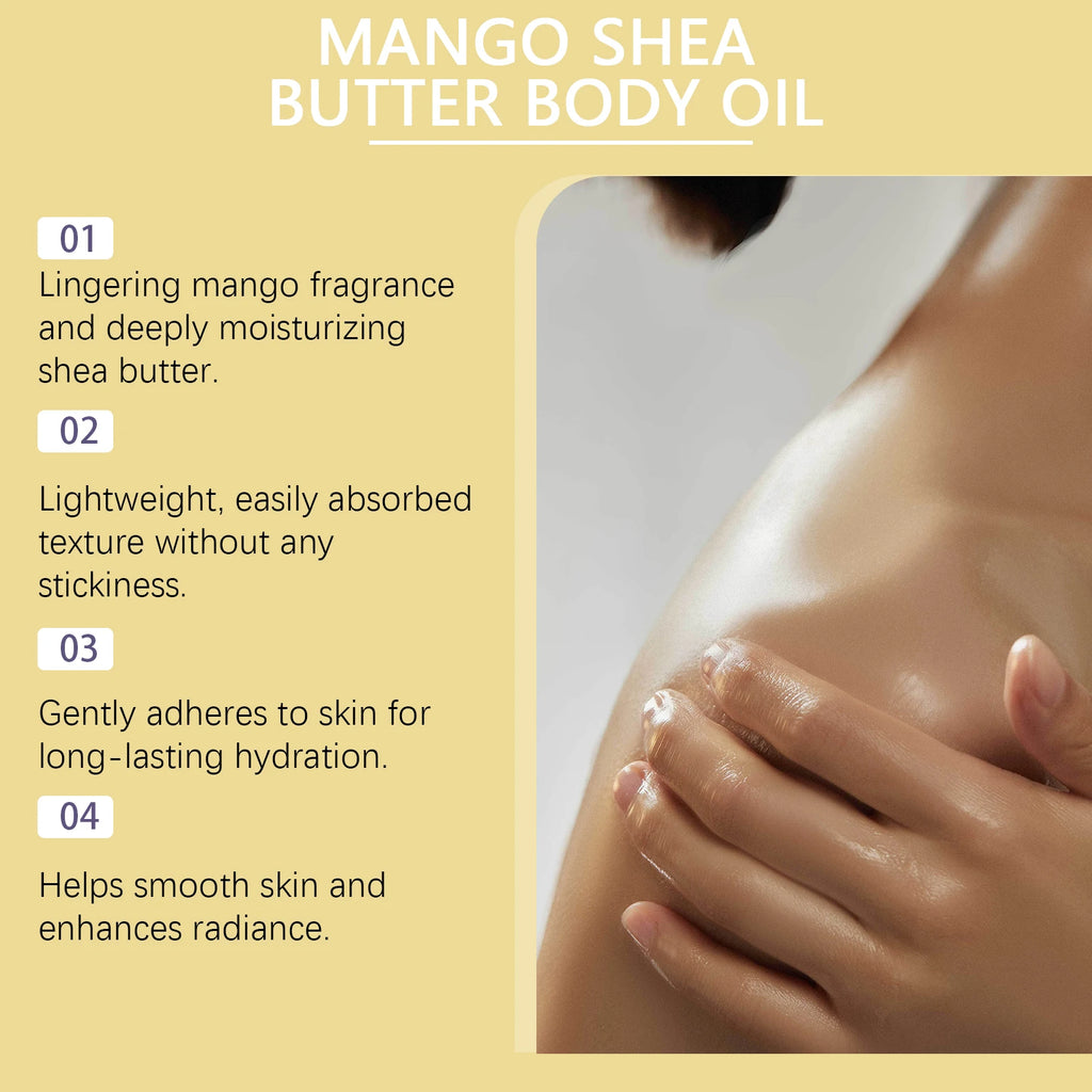 Anti-Aging Mango & Shea Firming Body Oil for Improving Dryness and Roughness Nourishing and Moisturizing Body Skin Skincare Oil Oasis Select