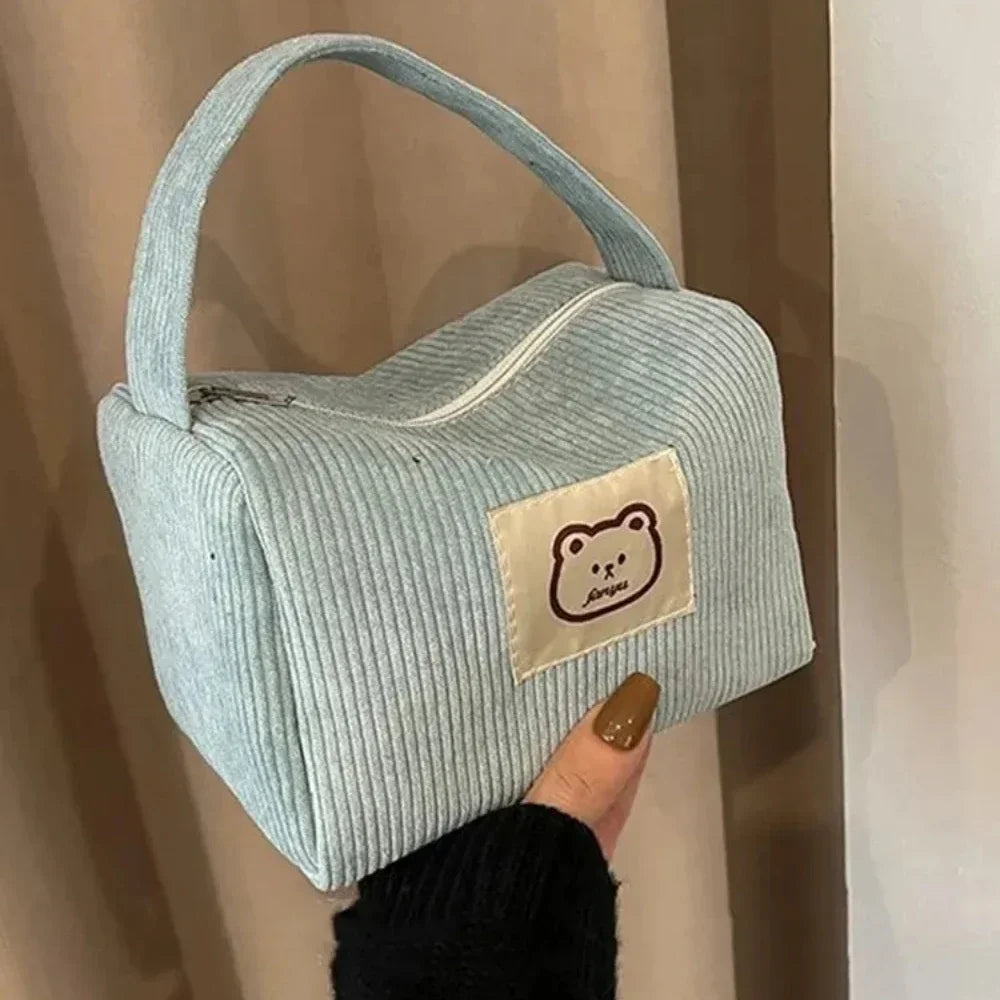 Women's Cosmetic Bags Plush Cute Summer Fashion Large Soft Comfortable Handbag With Handle Oasis Select Blue