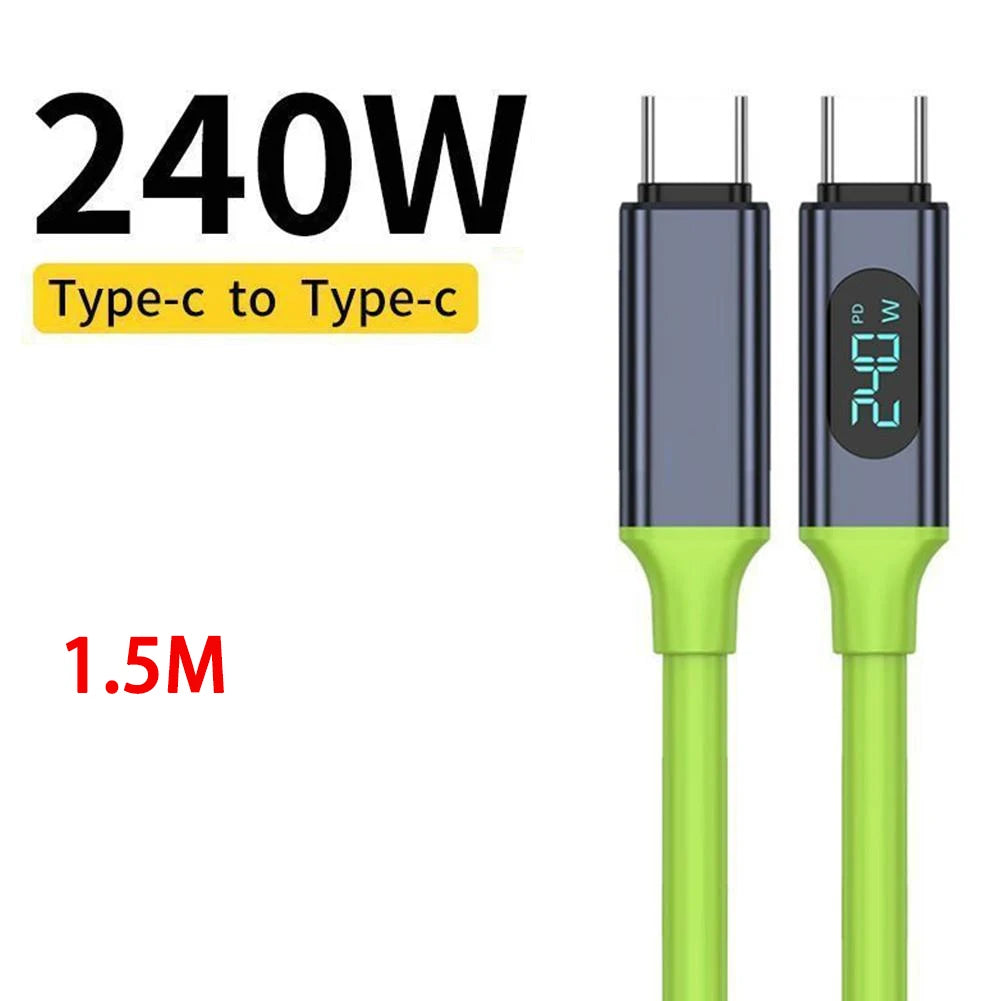 Universal Type-C to Type-C,USB A to Type-CHigh Power Charger Cord 240W with Power Screen for Xiaomi Huawei OPPO VIVO IPhone 15 1 Oasis Select B 240W