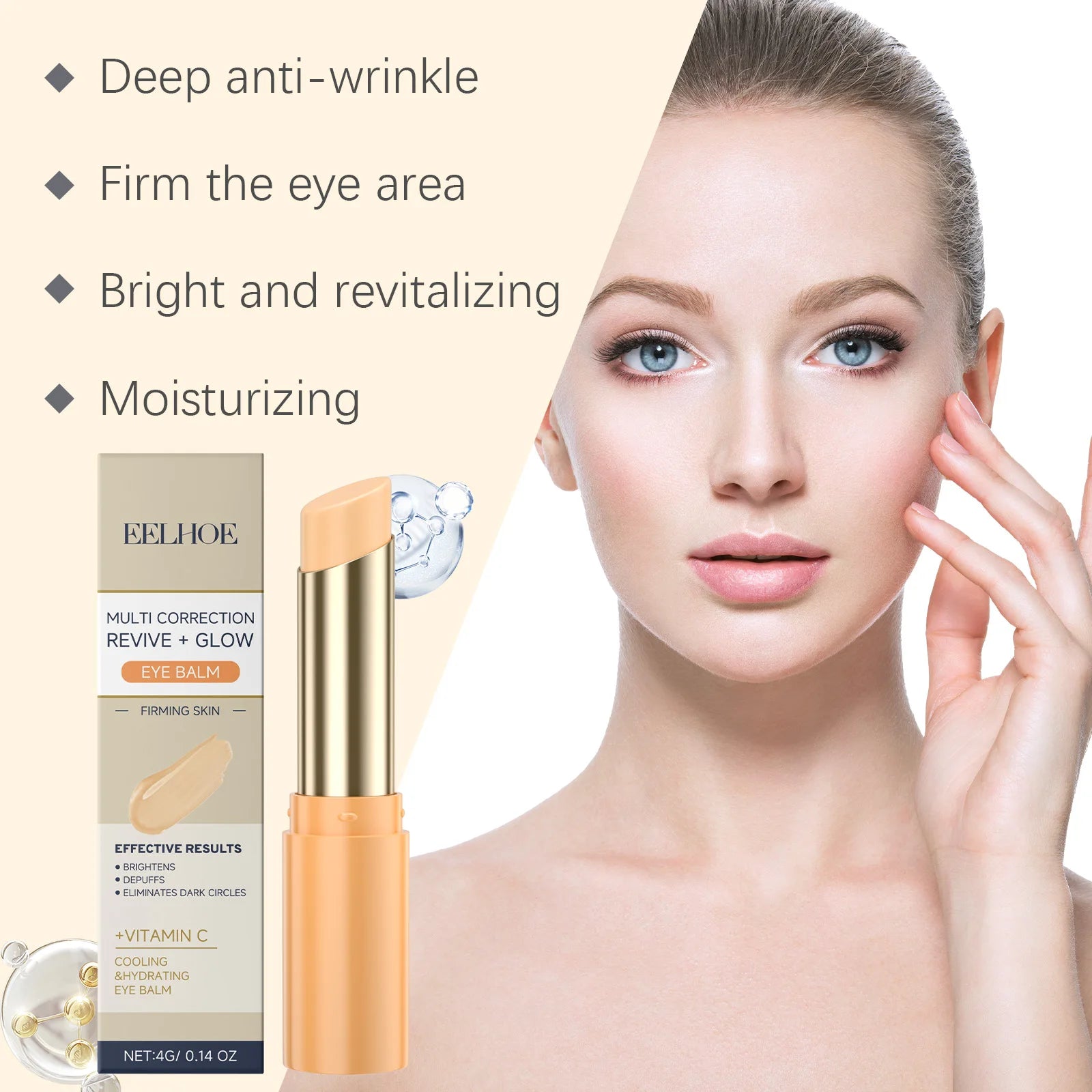 Vitamin C Eye Cream Stick Eye Bag Removal Dark Circles Reduce Fine Lines Anti Puffiness Smooth Moisturizing Brightening Eye Balm Oasis Select