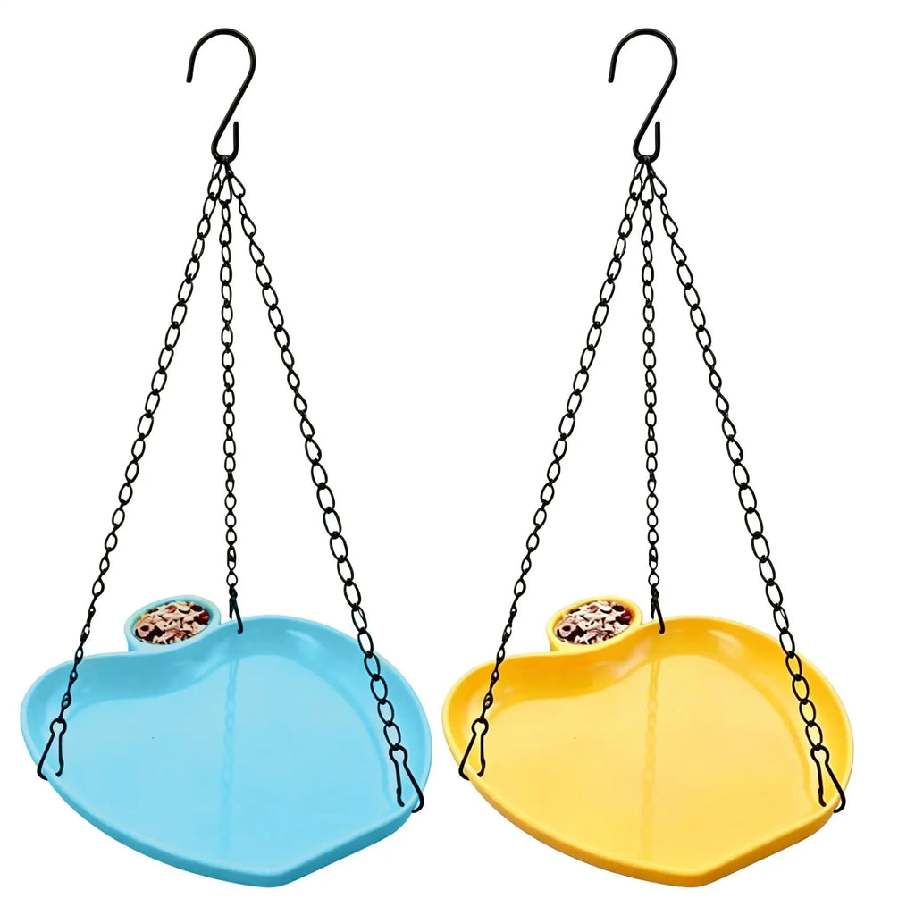 Bird Feeder Hanging Bird Feeding Tray with Fountain Outdoor Bird Drinking Bird Tray with Hook Chain for Garden bird Supplies Oasis Select