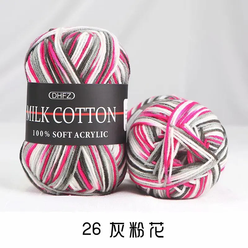 DIY Three Strands Graded Section Dyed Wool Medium Fine Cotton Thread Hand Crochet Doll Milk Cotton Thread Crochet Yarn Oasis Select 26