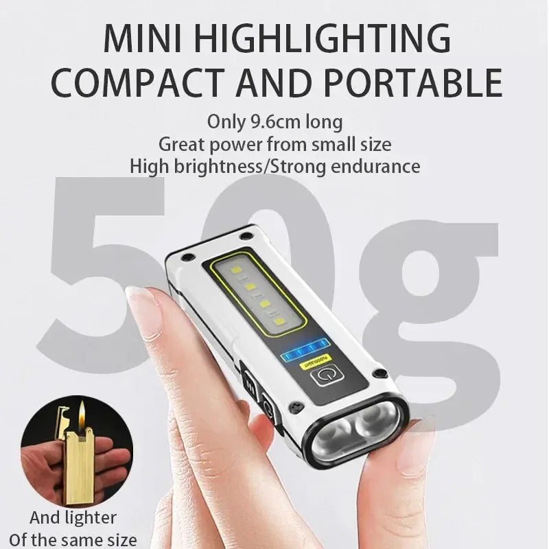 5-in-1 LED Flashlight SOS Alarm, Magnet & Power Bank Keychain
