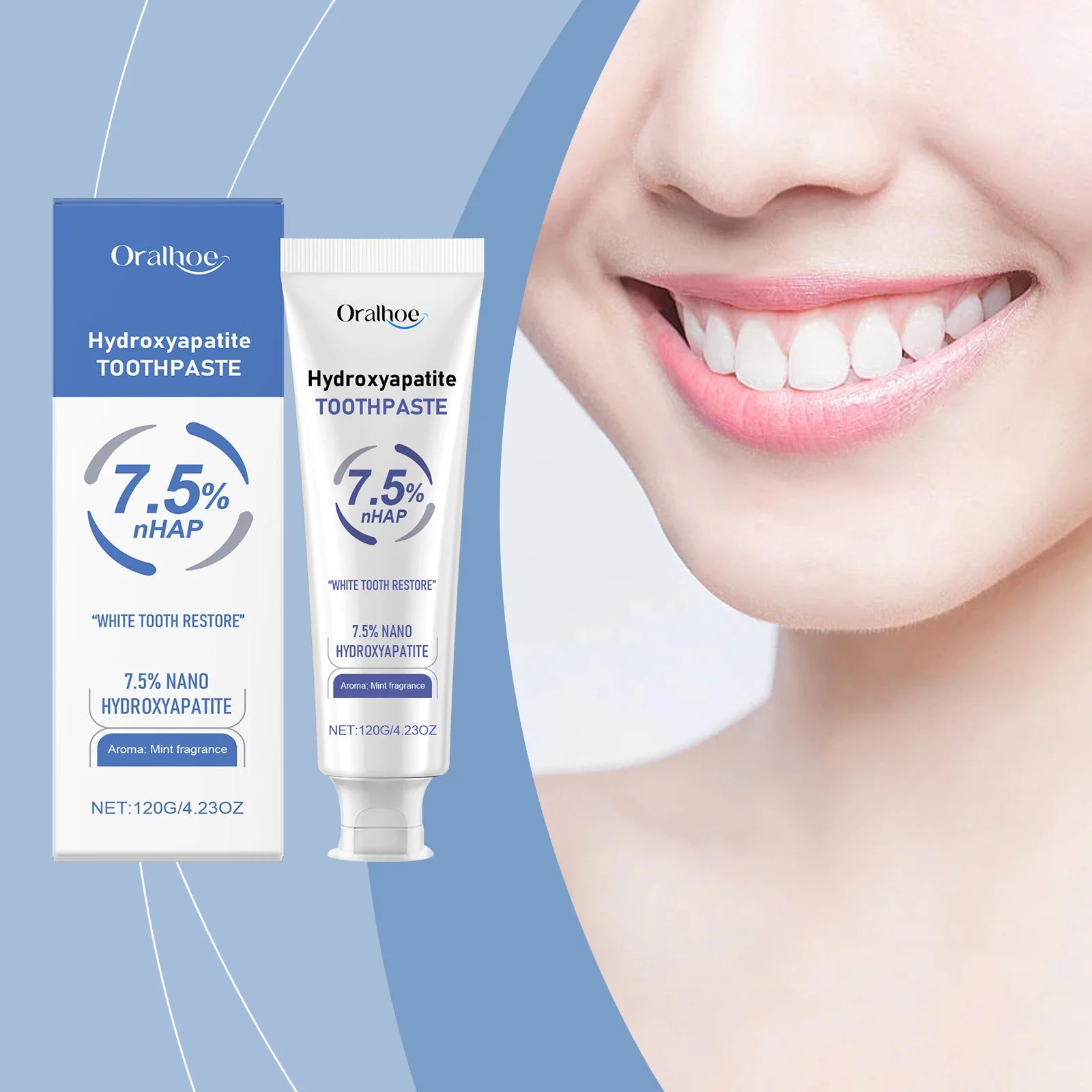 120g Hydroxyapatite Mint Toothpaste Breath Refreshing Brighten Tooth Plaque Stain Removal Gum Repair Teeth Whiten Toothpaste Oasis Select