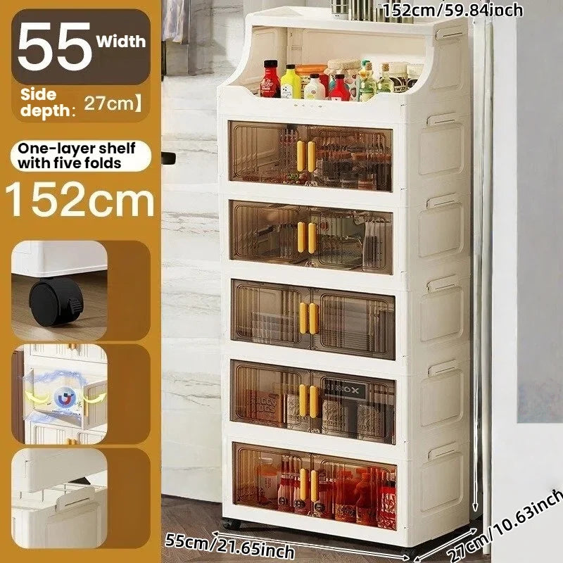 Home high-end appearance storage cabinet, bedroom bedside table, kitchen multi-level foldable storage rack Oasis Select 6 layers-clear