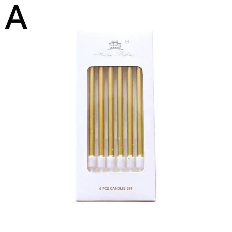 Gold & Silver Birthday Cake Candles – 6-Pack Cupcake Toppers Birthday Cake Candles Oasis Select A