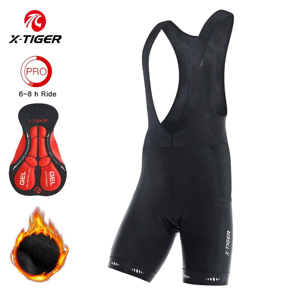 X-TIGER Winter Thermal Cycling Shorts 5D Gel Padded Cycling Shorts Men Mountain Road Cycling Bib Shorts for 5-15℃ Winter Warmth Oasis Select