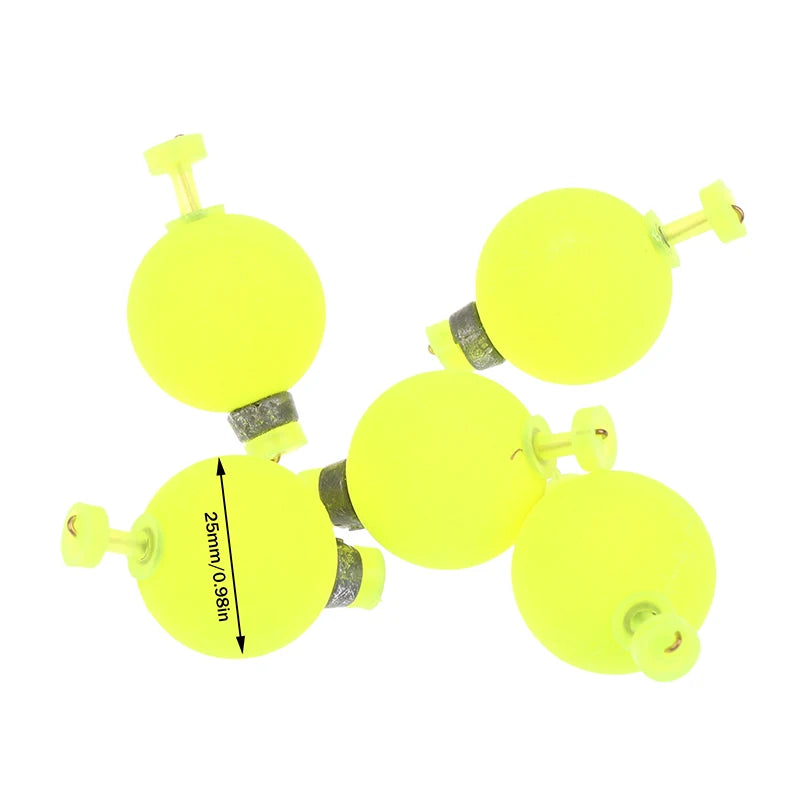 5Pcs Snap-On Ball Fishing Bobber Floats Weighted Bobbers EVA Foam Corks For Crappie Bluegill Panfish Catfish Oasis Select C2