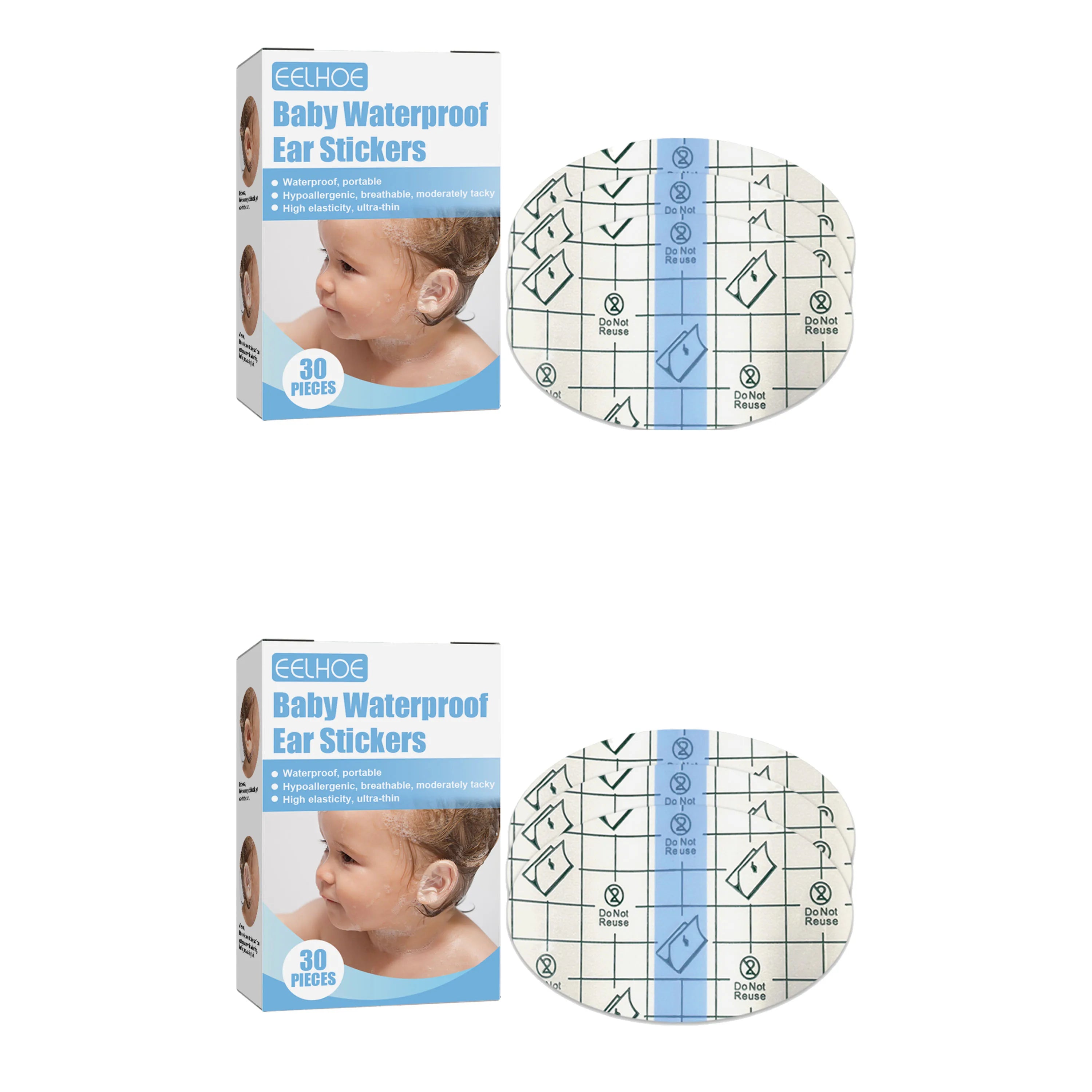 Baby Waterproof Ear Plugs Baby Swimming, Bathing, and Hair Washing Ear Protection Stickers Oasis Select 2pcs