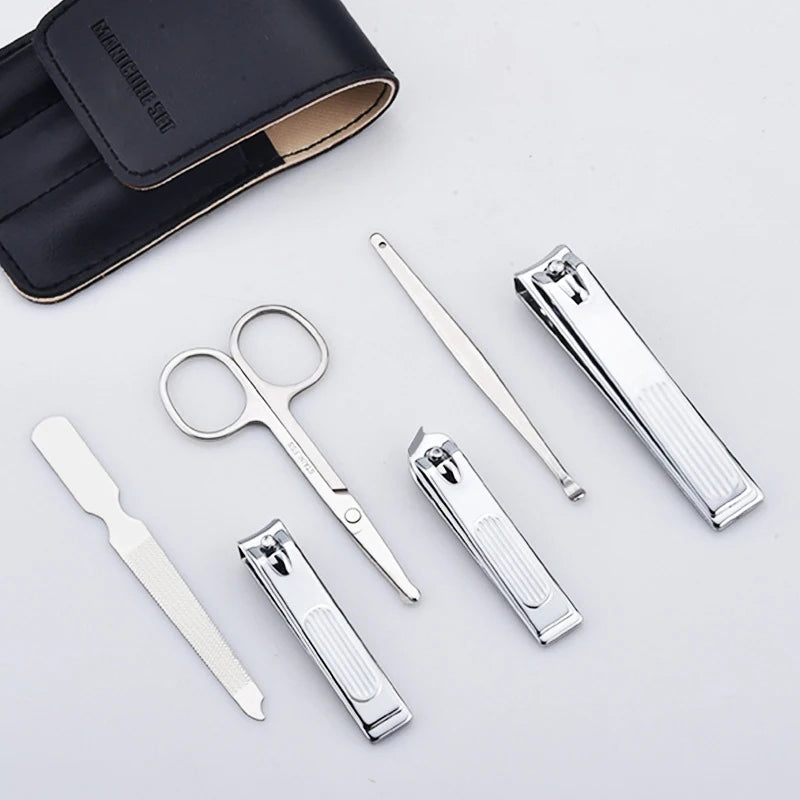 Manicure Set 6Pcs Professional Stainless Steel Pedicure Kit Grooming Kit Fingernail & Toenail Clippers Set Manicure Kit with Lux Oasis Select