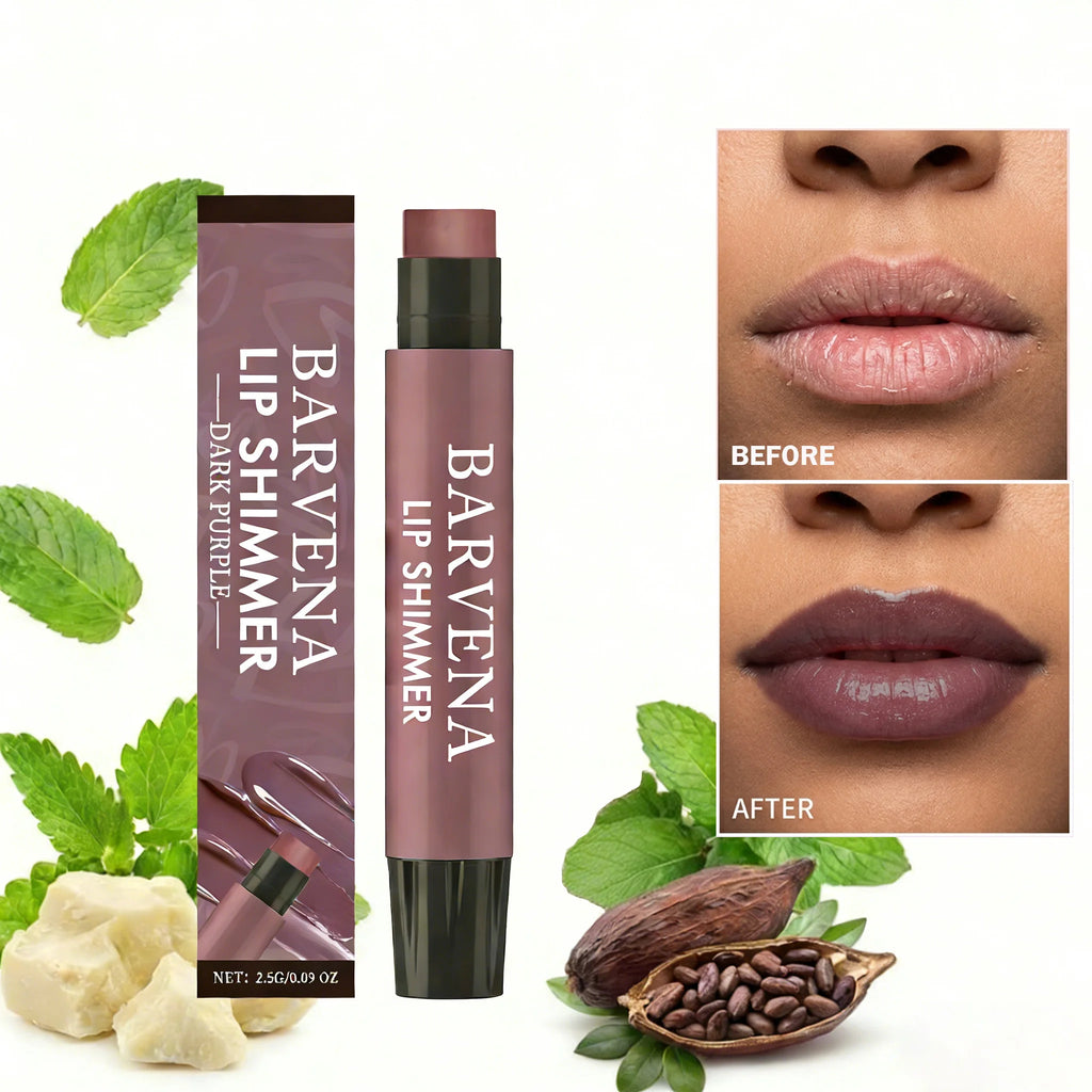 Lip Shimmer Dark Purple Tinted Lip Balm Stick Long Lasting Hydration with Natural Glowy Finish Moisturizing & Nourishing Makeup Oasis Select