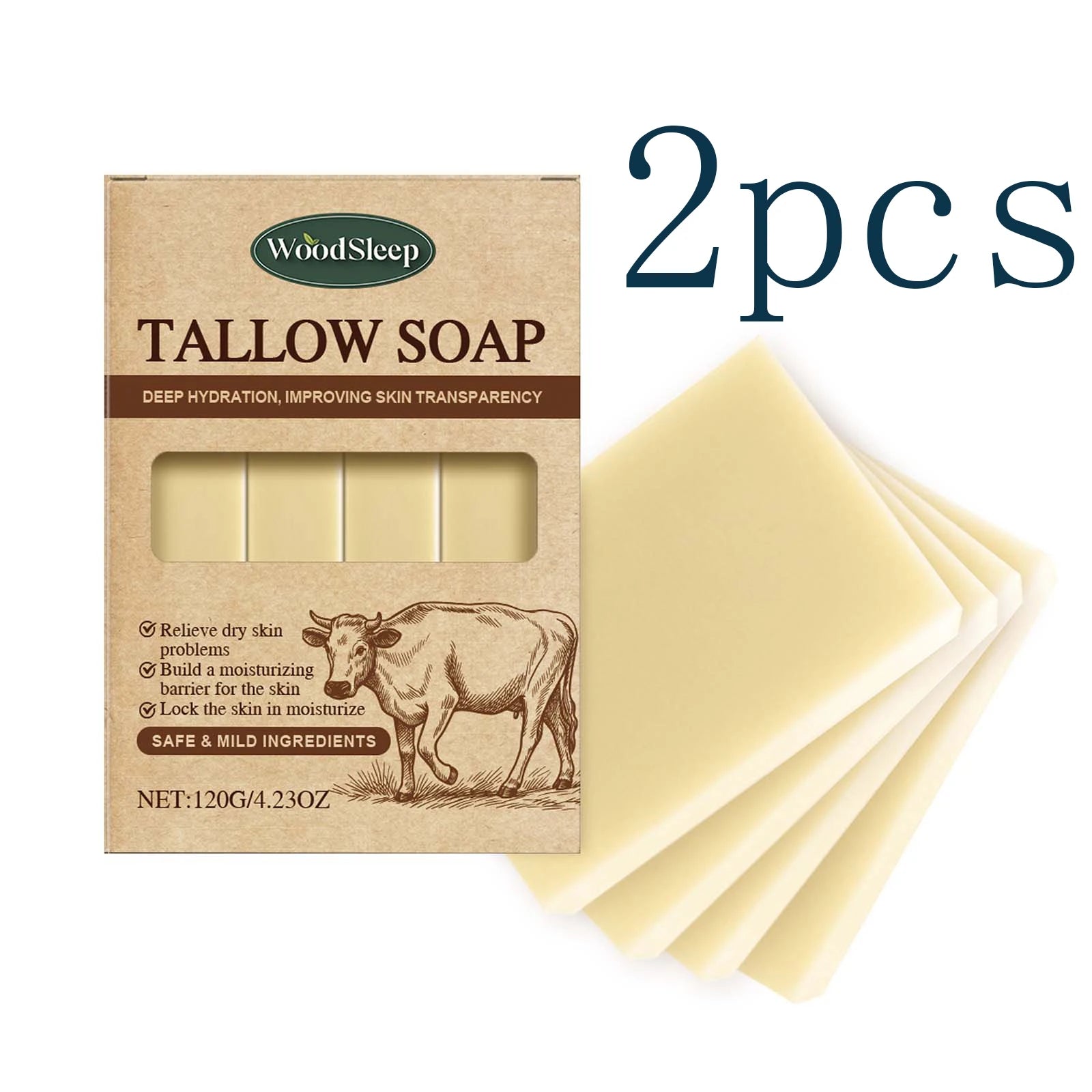 OceAura Grass-Fed Beef Tallow Soap – Face & Body Bar Natural Bar Soap Oasis Select 2pcs
