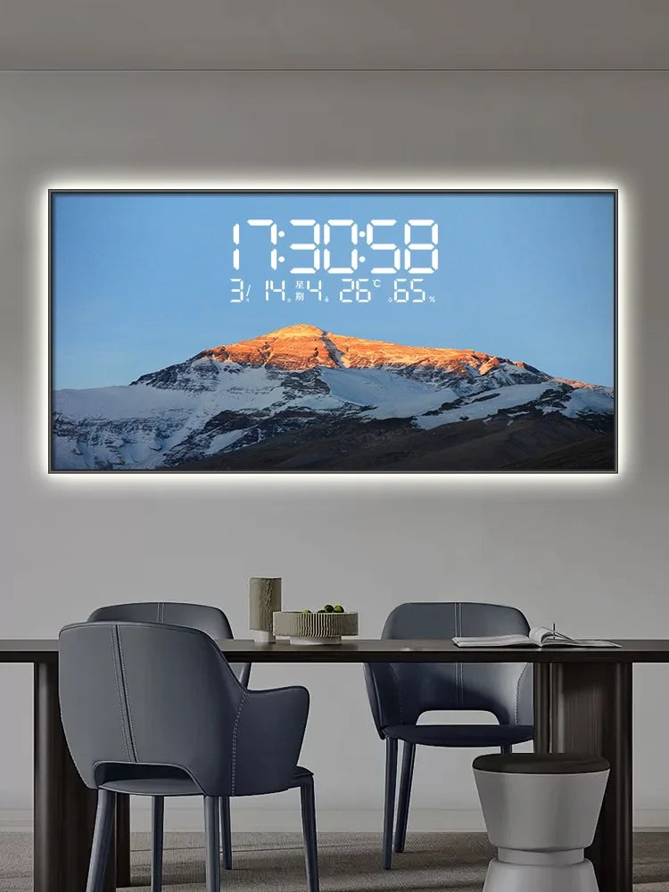Permanent Calendar Electronic Wall Clock Guest Restaurant Decorative Painting Large Screen LED Lights Plug-in Wall Clock Oasis Select