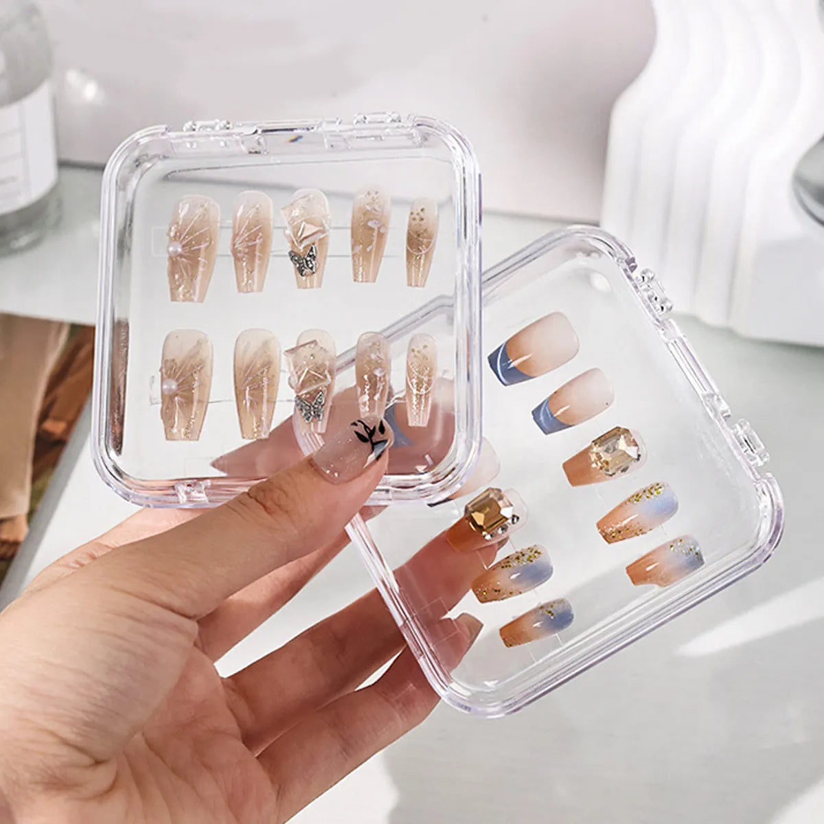 5pcs Transparent plastic storage box, bracelet, fake nail display box, multifunctional packaging box, jewelry box Oasis Select