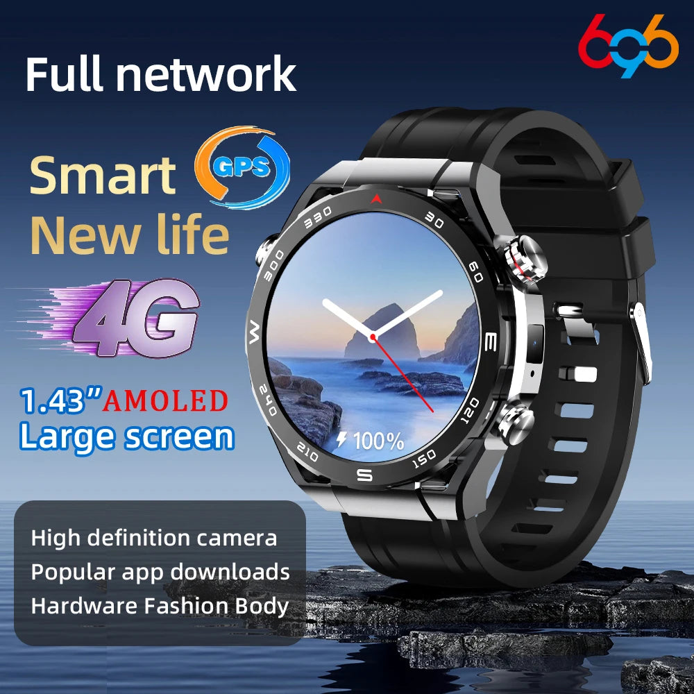 1.43" Smart Watch 4G Call APP Download HD Camera Health Smartwatch Accessible Chat GPS 700mah Battery Voice Assistant Sim Card Oasis Select