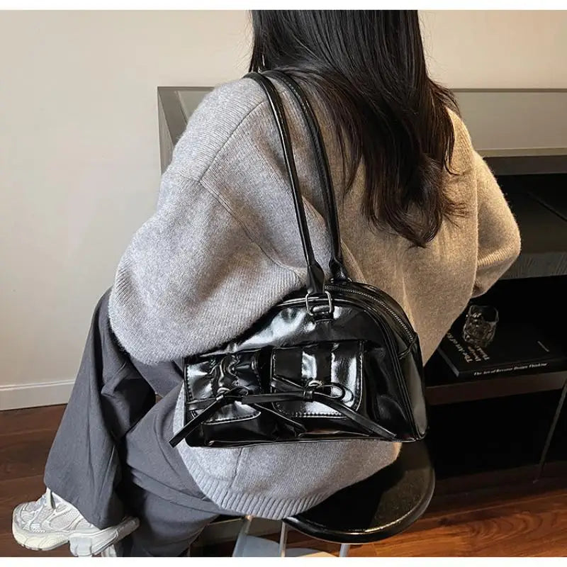 Vintage PU Leather Shoulder Tote Bag | Large Women's Handbag