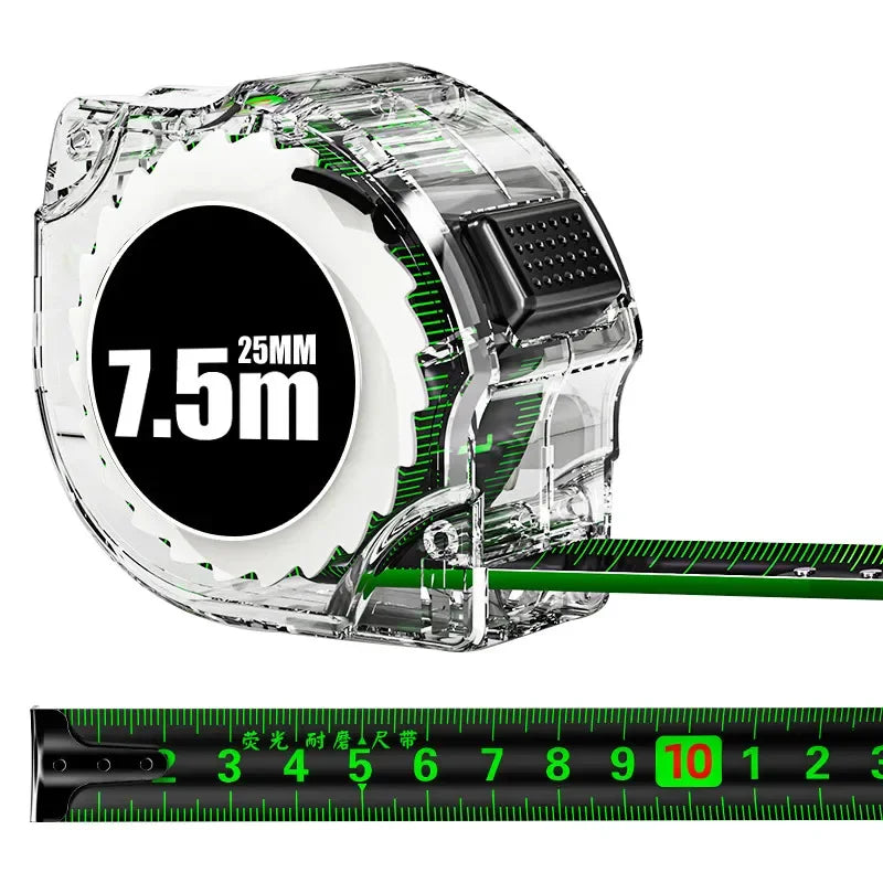 10M Self-Locking Tape Measure Black Fluorescent Tape Measure High Precision Thickened Wear-resistant Drop-proof Tape Measure Oasis Select 7.5M 25mm 1PC
