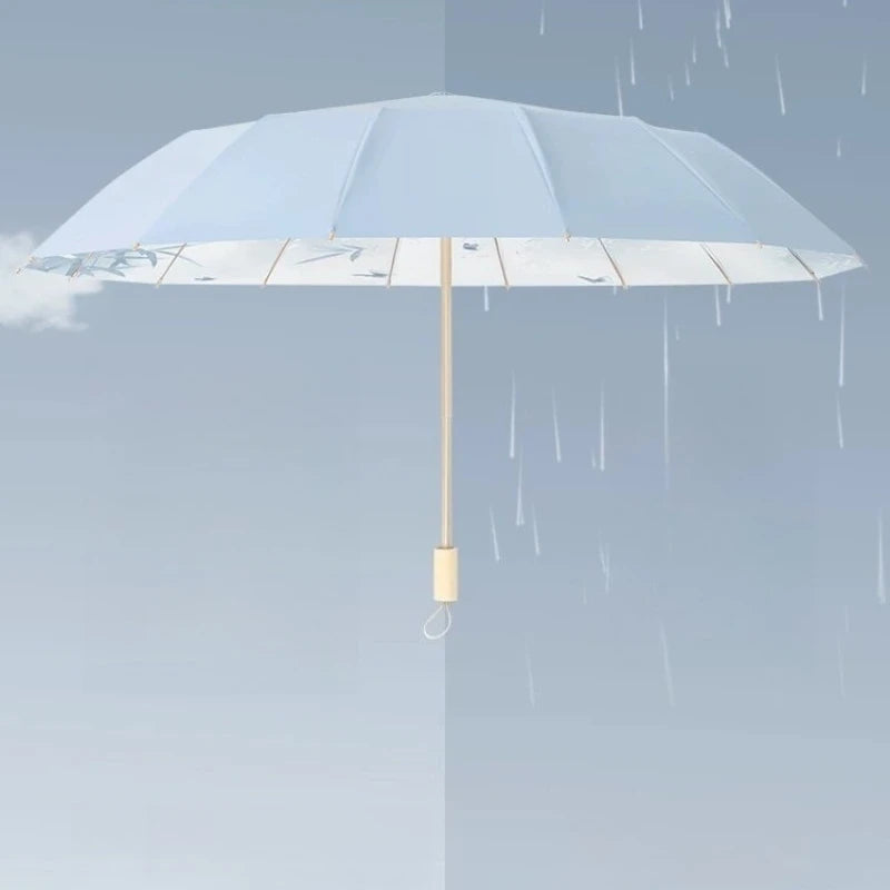 6 Ribs Reinforced Large Folding Umbrella Dual-purpose Sun Rain Umbrella UV Protection Sun Parasol for Women Oasis Select