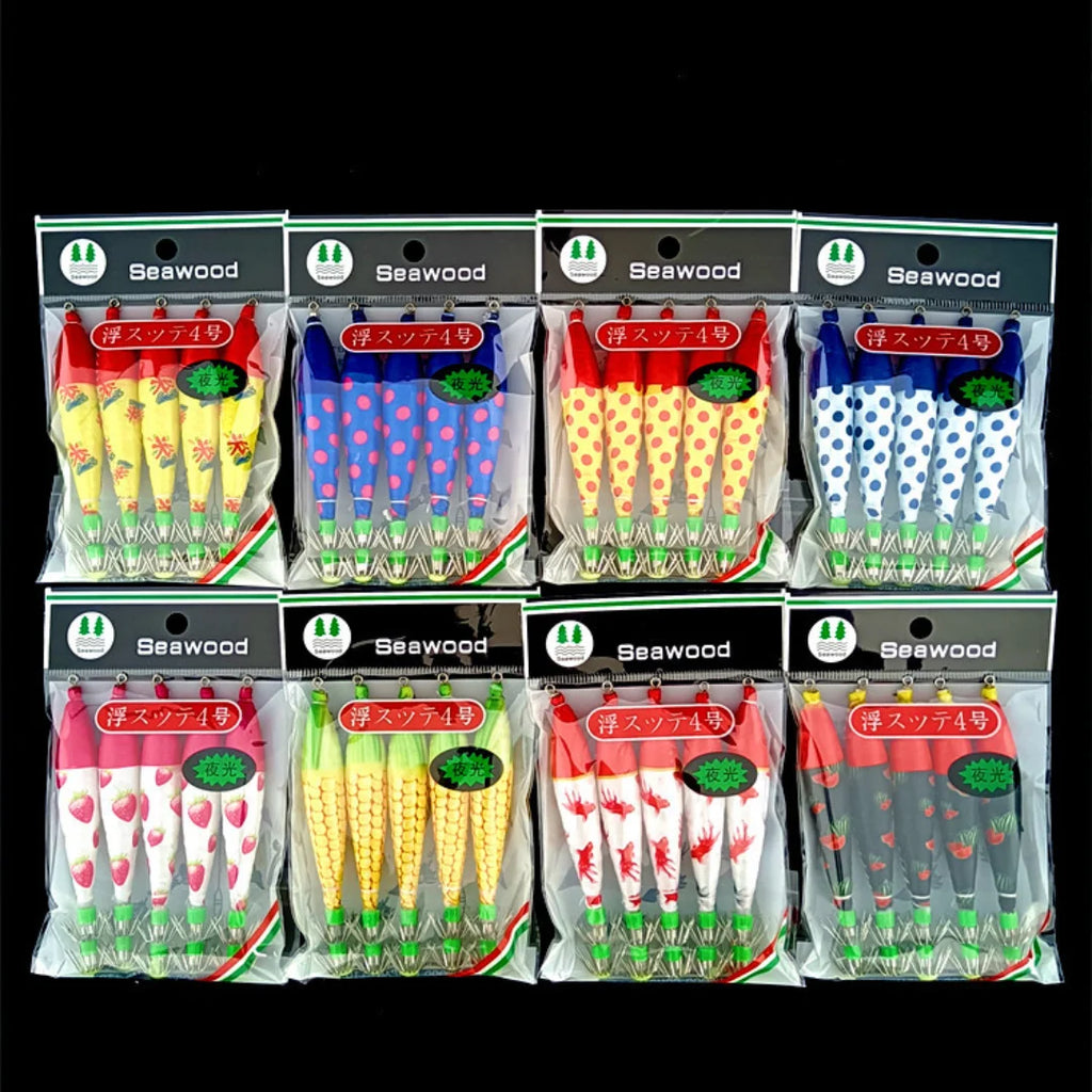 5pcs multi-color strong luminous squid needle 4.0 # octopus hook squid needle lure bait Oasis Select