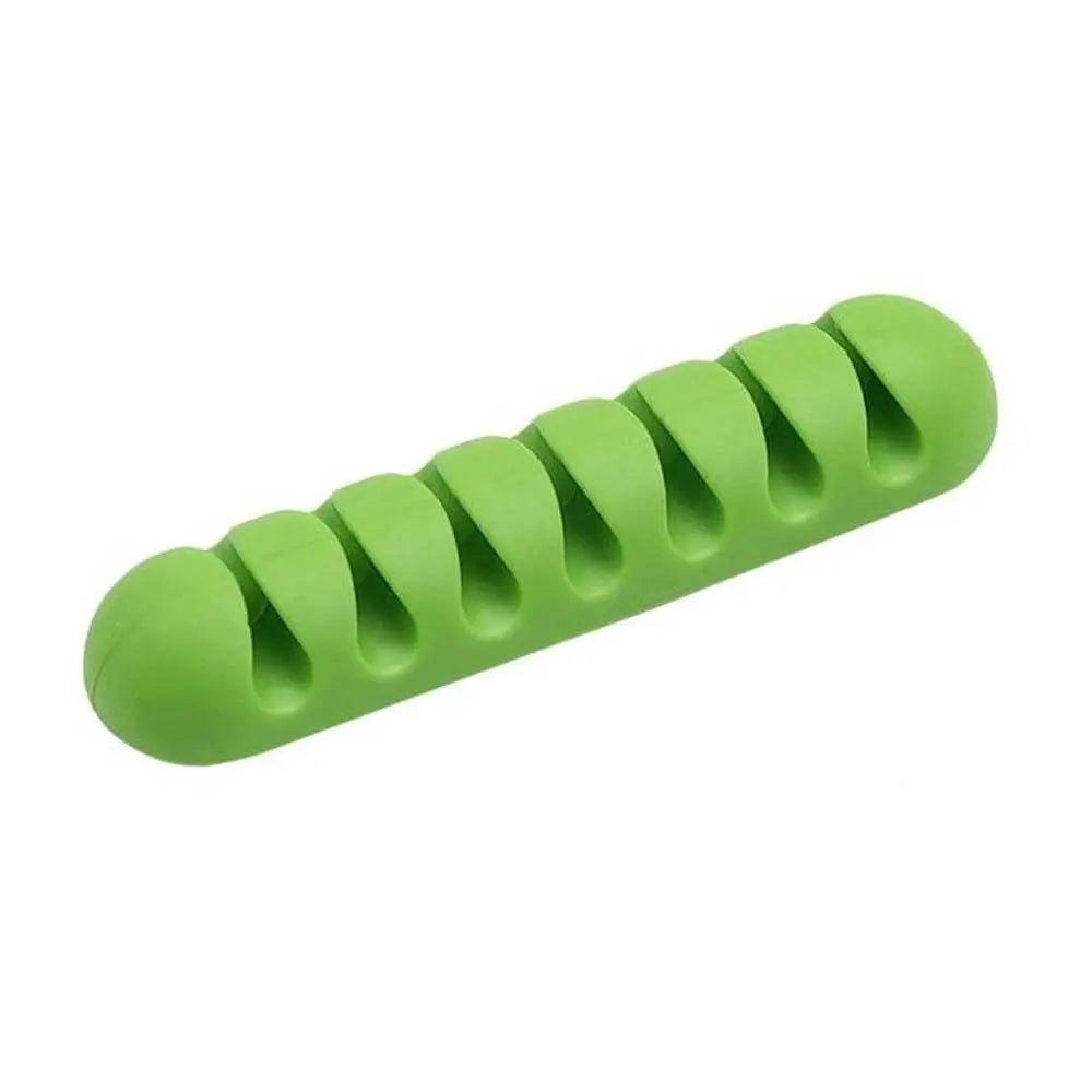 7 Holes USB Cable Organizer Cable Clamp Wire Winder Headphone Earphone Holder Cord Silicone Clip Phone Line Desktop Management Oasis Select green