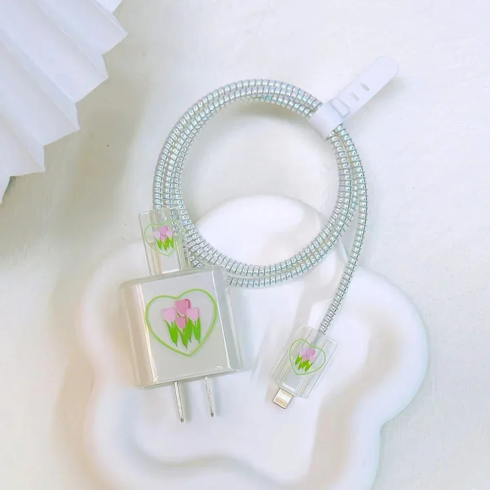 Cute iPhone 20W Charger Cover & USB Cable Winder Protector