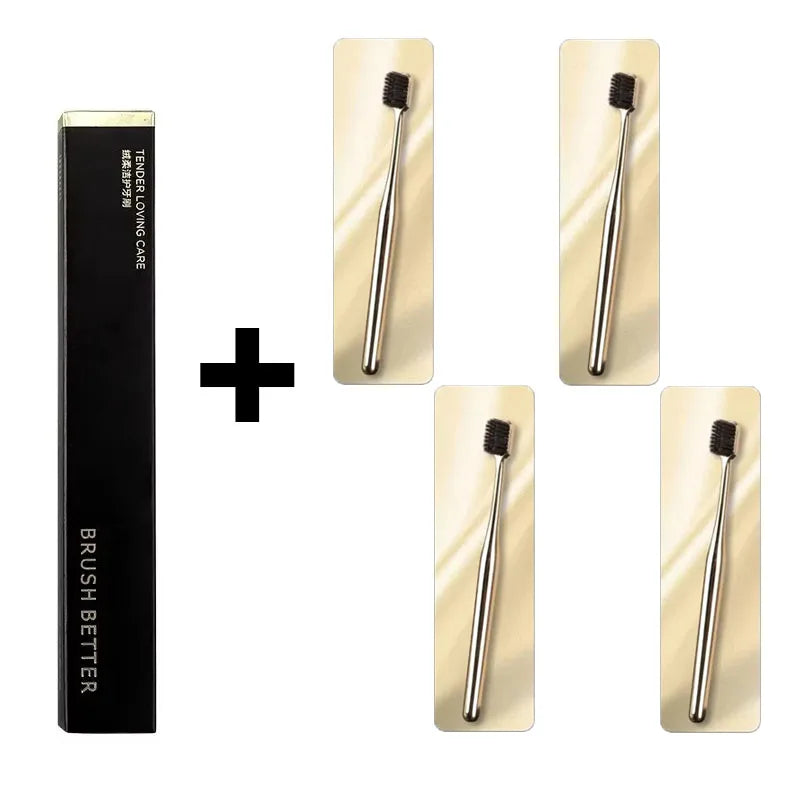 1/2/3/4pcs Advanced Luxury Adult Soft Bristle Manual Toothbrush Sensitive Gum Deep Cleaning Family Oral Care Travel Portable Oasis Select 4pcs Gold black